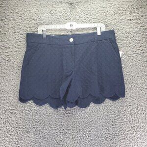 Crown & Ivy Shorts Womens Size 12 Shelby Navy Blue Scallop Hem Shorts *NWT*